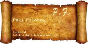 Paki Filotea névjegykártya